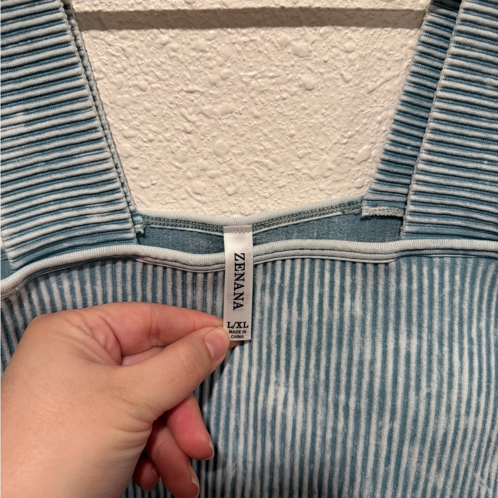 Zenana Outfitters Blue Striped Bra